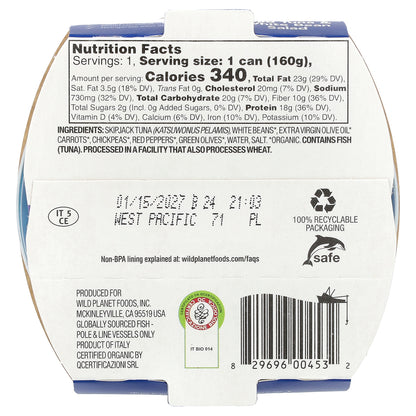 Wild Planet, Wild Tuna & White Bean Salad, 5.6 oz (160 g)
