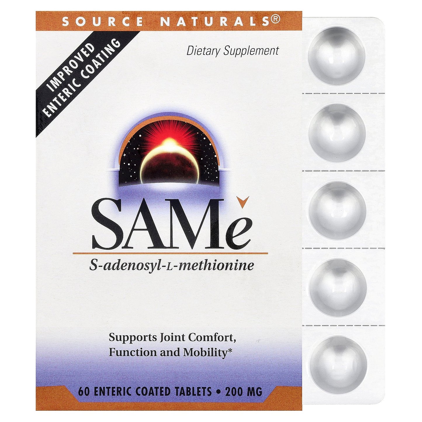 Source Naturals, SAMe, 60 Enteric Coated Tablets (200 mg per Tablet)