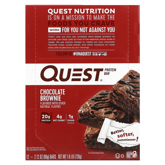 Quest Nutrition, Protein Bar, Chocolate Brownie, 12 Bars, 2.12 oz (60 g) Each