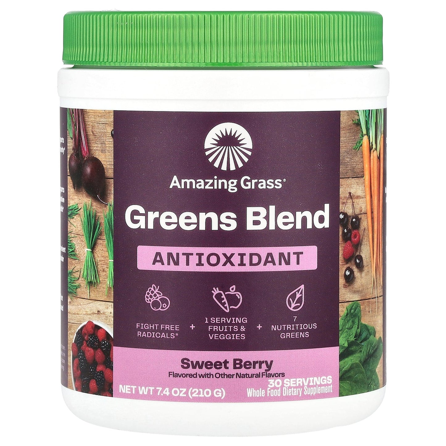 Amazing Grass, Green Blend, Antioxidant, Sweet Berry, 7.4 oz (210 g)