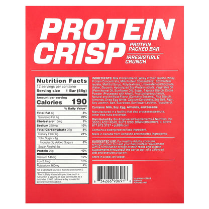 BSN, Protein Crisp, Chocolate Crunch, 12 Bars, 1.94 oz (55 g) Each
