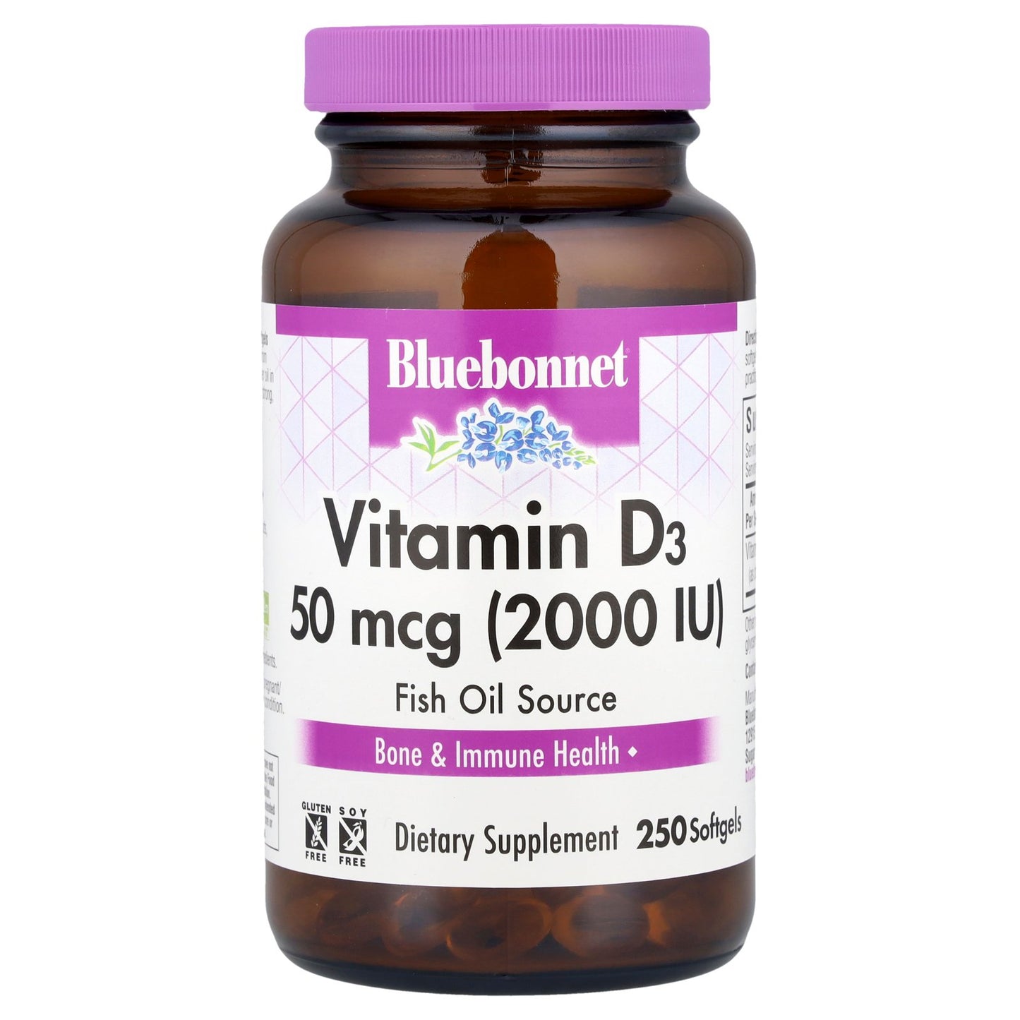 Bluebonnet Nutrition, Vitamin D3, 50 mcg (2,000 IU), 250 Softgels