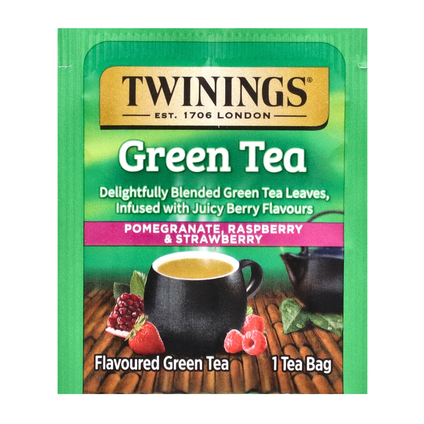 Twinings, Flavored Green Tea, Pomegranate, Raspberry & Strawberry, 20 Tea Bags, 1.06 oz (30 g)