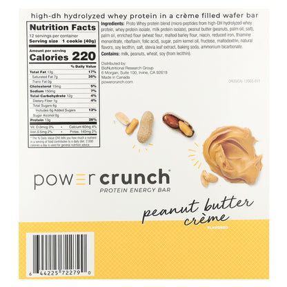 BNRG, Power Crunch®, Protein Energy Bar, Peanut Butter Creme, 12 Bars, 1.4 oz (40 g) Each