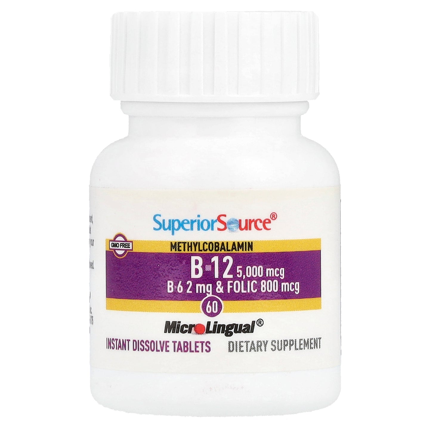 Superior Source, Methylcobalamin B-12, B-6 & Folic Acid, 60 MicroLingual® Instant Dissolve Tablets