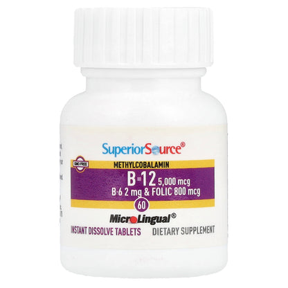 Superior Source, Methylcobalamin B-12, B-6 & Folic Acid, 60 MicroLingual® Instant Dissolve Tablets