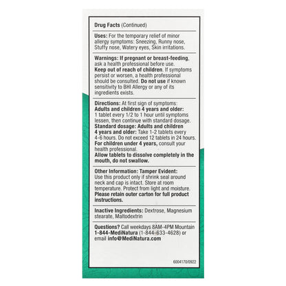 MediNatura, BHI, Allergy Relief, 100 Tablets