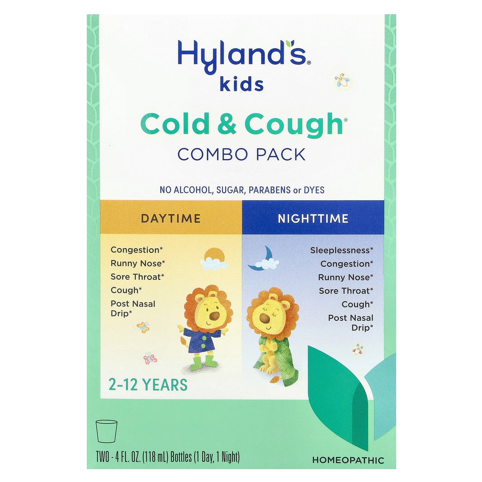 Hyland's Naturals, Kids, Cold & Cough Combo Pack, Daytime/Nighttime, 2-12 Years, 2 Bottles, 4 fl oz (118 ml) Each