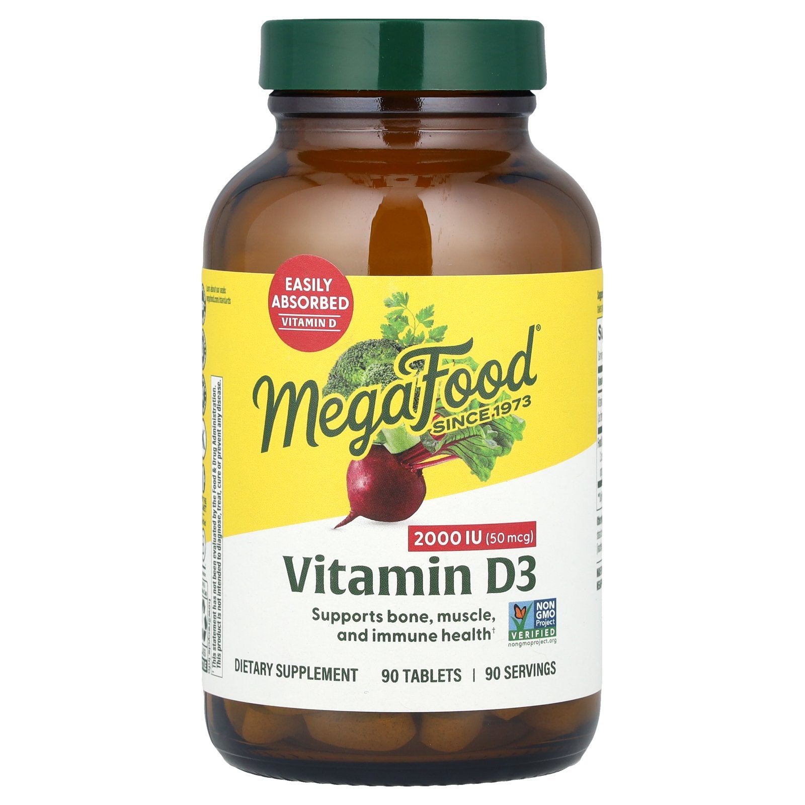 MegaFood, Vitamin D3, 50 mcg (2,000 IU), 90 Tablets