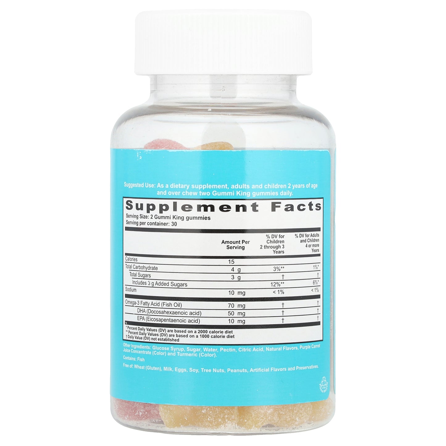 GummiKing, Omega-3 DHA + EPA for Kids, Strawberry, Orange and Lemon, 60 Gummies (35 mg per Gummy)