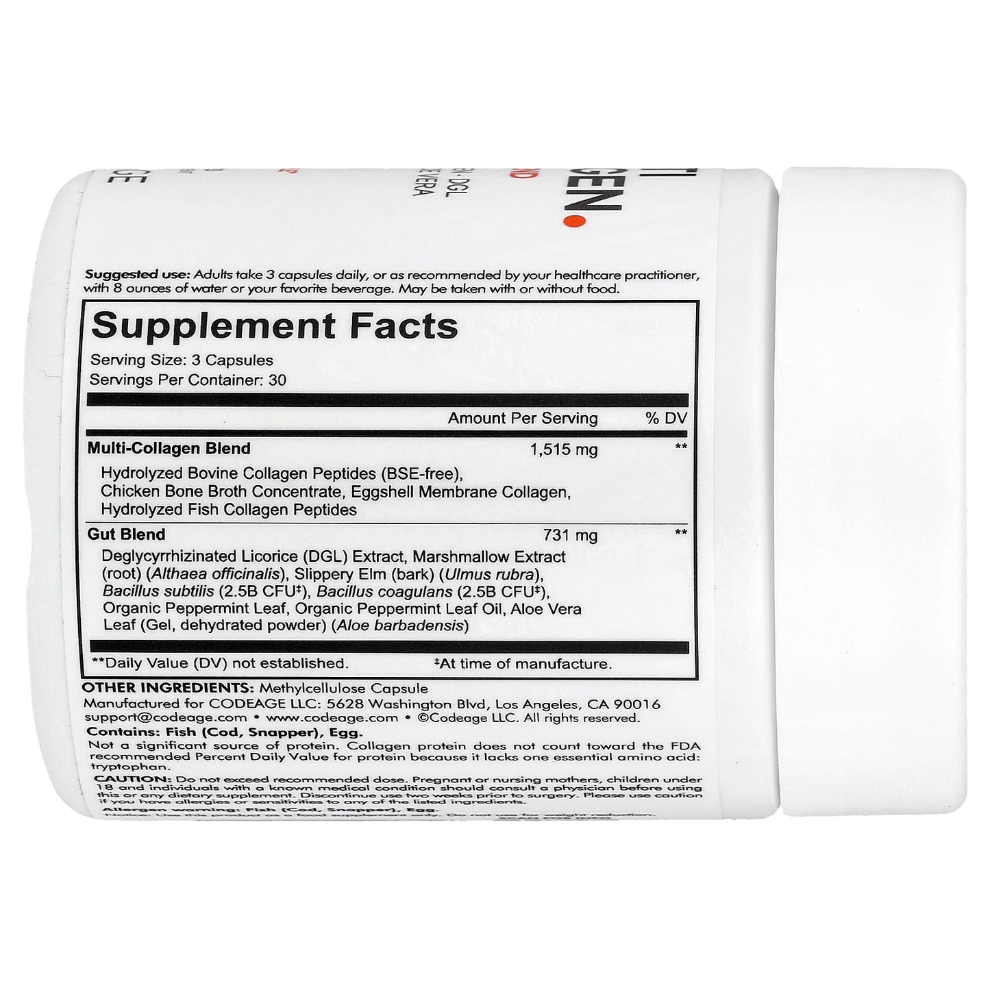 Codeage, Multi Collagen + Gut Blend, 90 Capsules