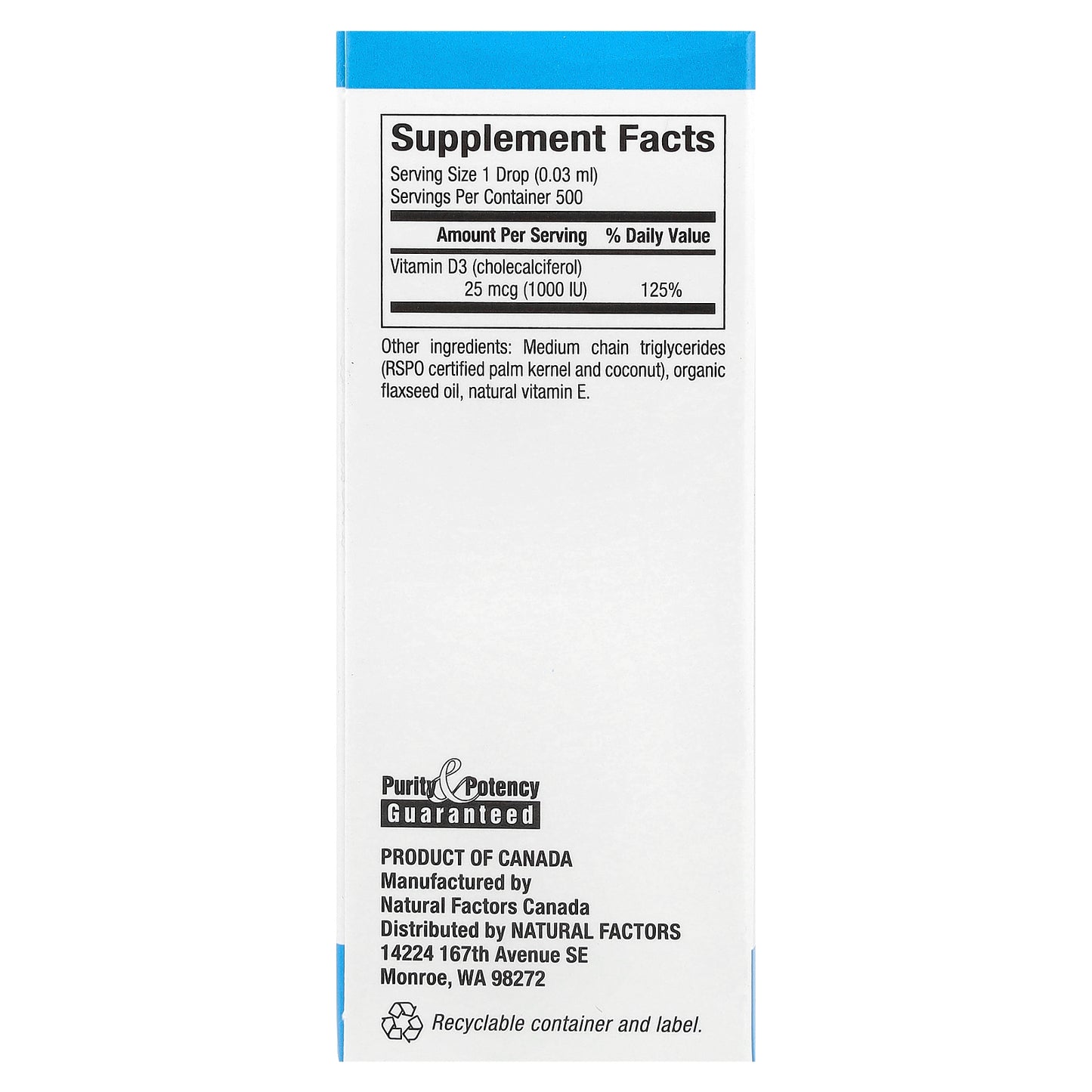 Natural Factors, Vitamin D3 Drops, Unflavored, 25 mcg (1,000 IU), 0.5 fl oz (15 ml)