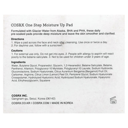 CosRx, One Step Moisture Up Pad, 70 Pads, 4.73 fl oz (140 ml)