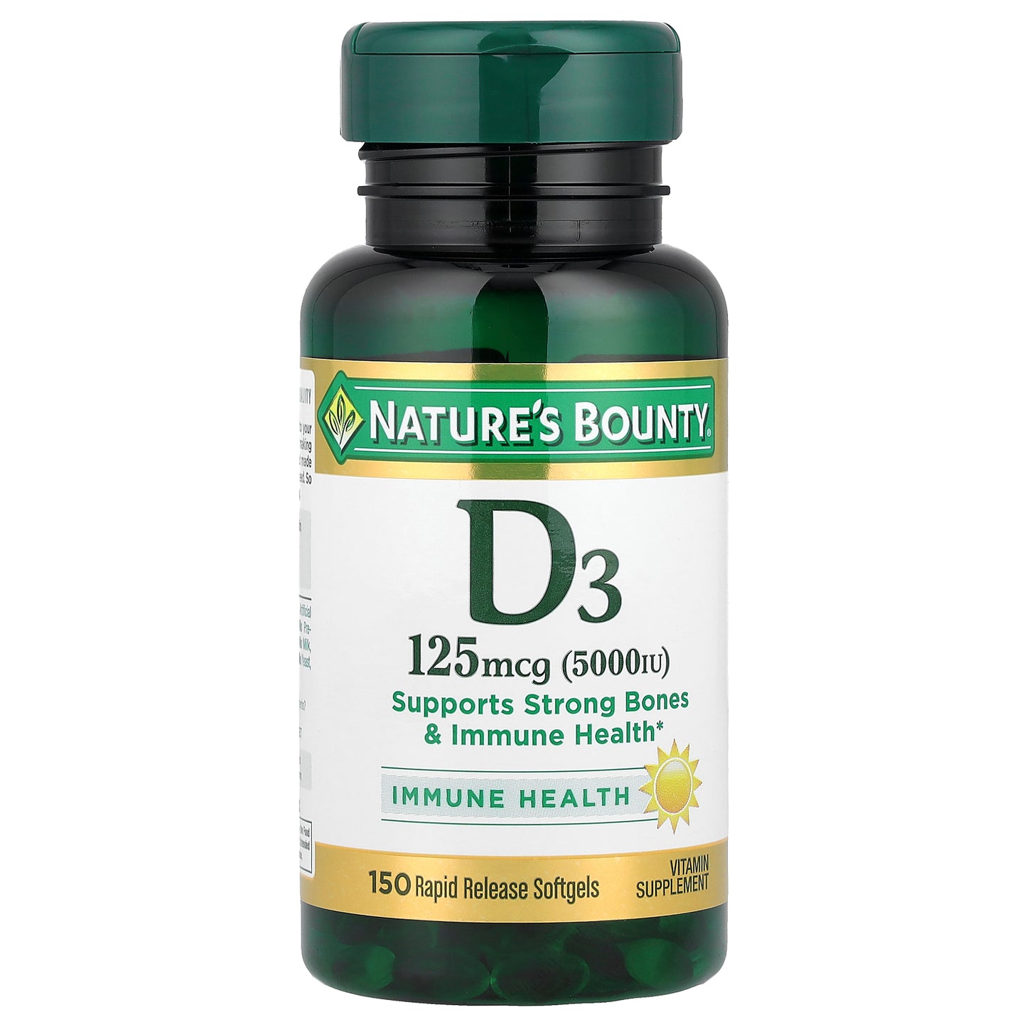 Nature's Bounty, Vitamin D3, 125 mcg (5,000 IU), 150 Rapid Release Softgels