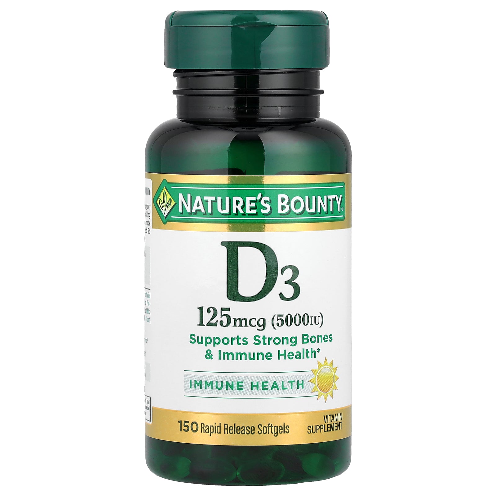 Nature's Bounty, Vitamin D3, 125 mcg (5,000 IU), 150 Rapid Release Softgels