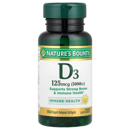 Nature's Bounty, Vitamin D3, 125 mcg (5,000 IU), 150 Rapid Release Softgels