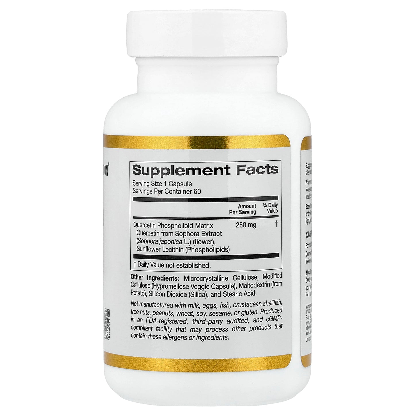 California Gold Nutrition, Quercetin Phytosome Quercefit®, 250 mg, 60 Veggie Capsules