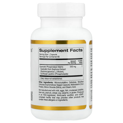 California Gold Nutrition, Quercetin Phytosome Quercefit®, 250 mg, 60 Veggie Capsules