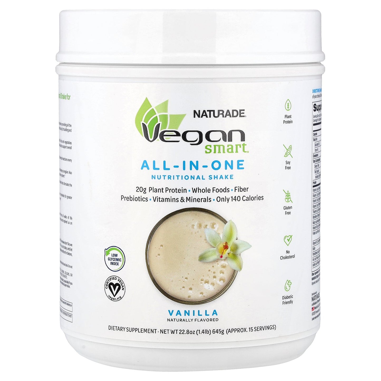 VeganSmart, All-In-One Nutritional Shake, Vanilla, 1.4 lb (645 g)