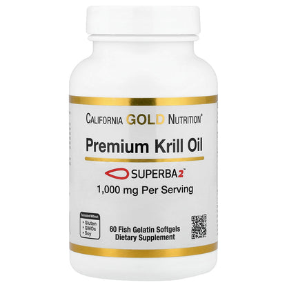 California Gold Nutrition, Premium Krill Oil with Superba2™, 1,000 mg, 60 Softgels