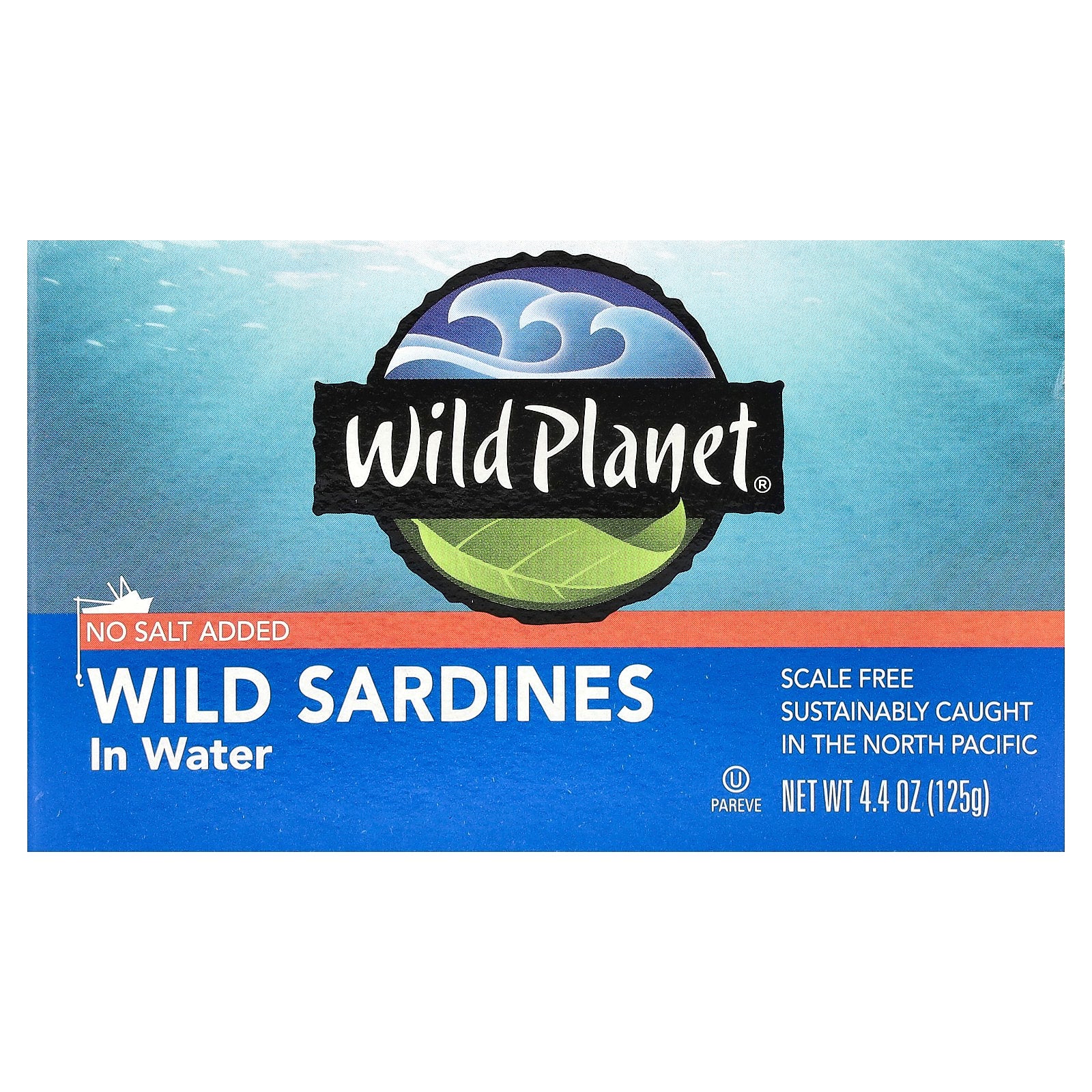 Wild Planet, Wild Sardines In Water, No Salt Added, 4.4 oz (125 g)
