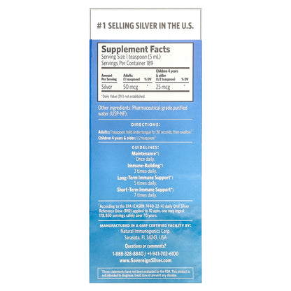 Sovereign Silver, Bio-Active Silver Hydrosol™, 10 PPM, 32 fl oz (946 ml)