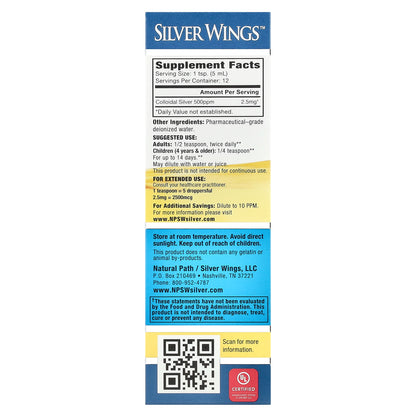 Natural Path Silver Wings, Colloidal Silver, 2 fl oz (60 ml)