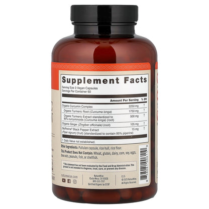 NatureWise, Organic Turmeric Curcumin, 180 Vegan Capsules