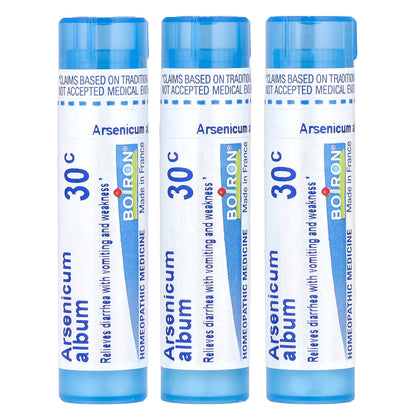 Boiron, Arsenicum, Diarrhea & Vomiting Relief, Meltaway Pellets, 30C, 3 Tubes, 80 Pellets Each