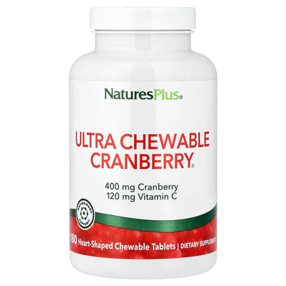 NaturesPlus, Ultra Chewable Cranberry®, 180 Heart-Shaped Chewables Tablets