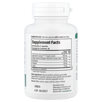 Kyolic, Aged Garlic Extract™, Cleanse & Digestion, Formula 102, 100 Veggie Capsules