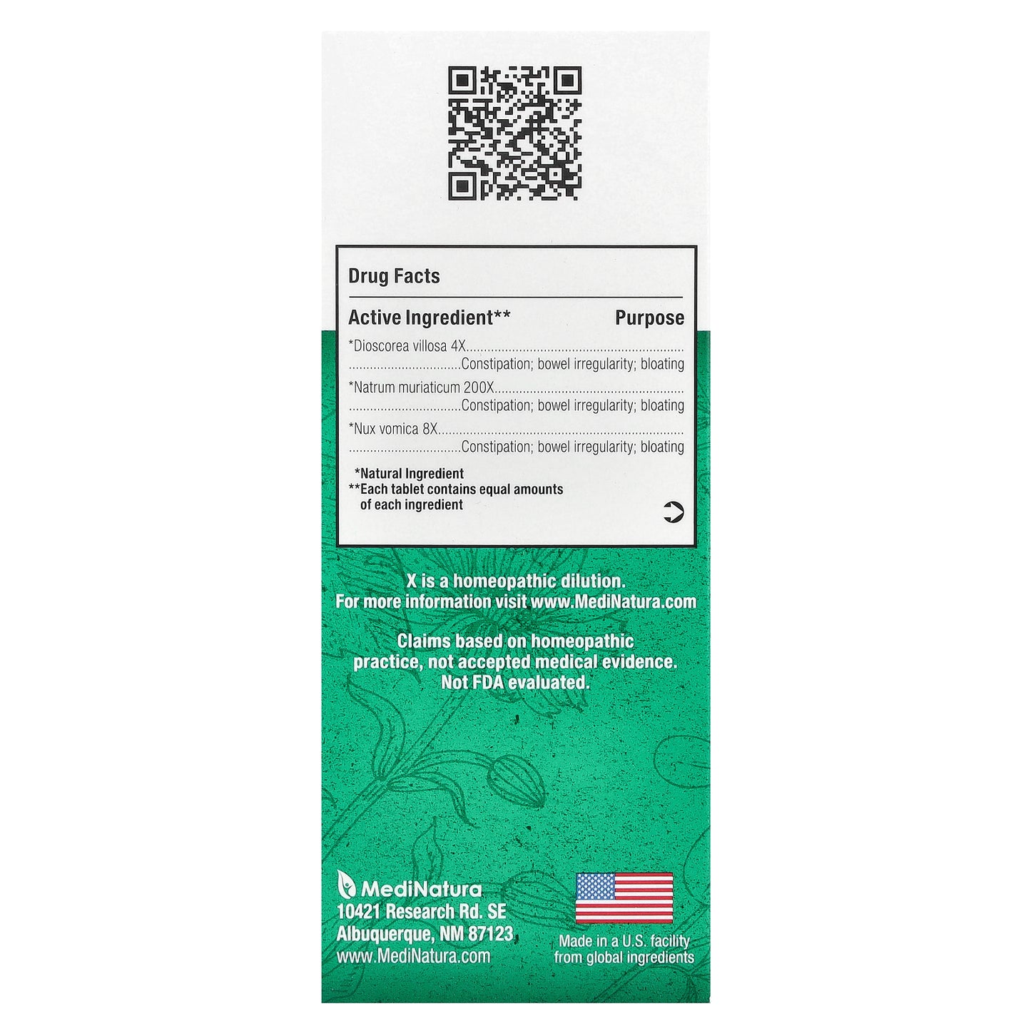 MediNatura, BHI, Constipation Relief, 100 Tablets