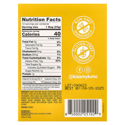 Kiss My Keto, Keto Gummy Bears, Fruity, 12 Bags, 0.79 oz (23 g) Each