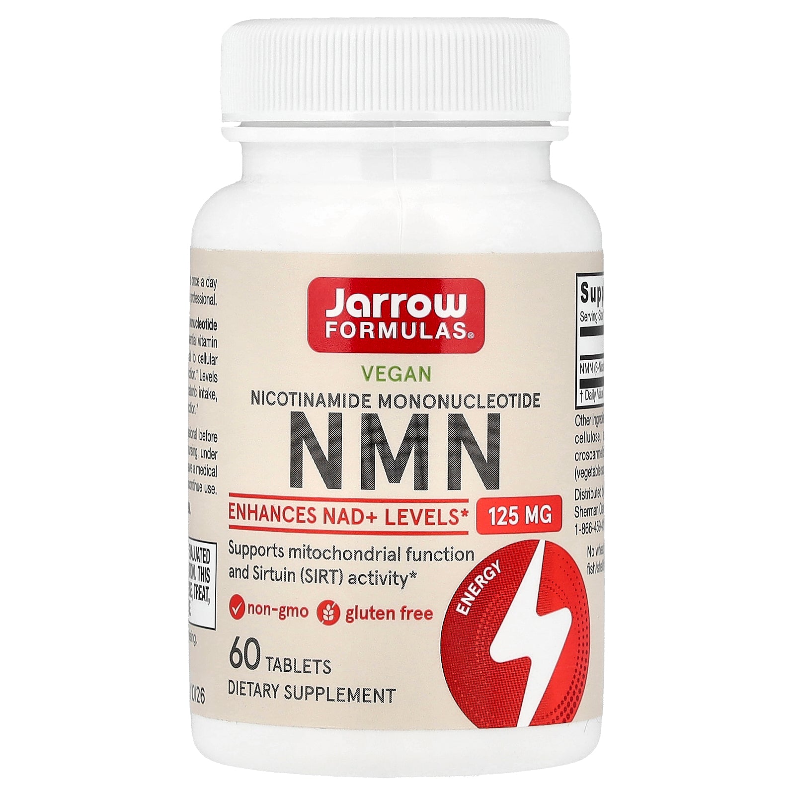 Jarrow Formulas, Vegan NMN, 125 mg, 60 Tablets