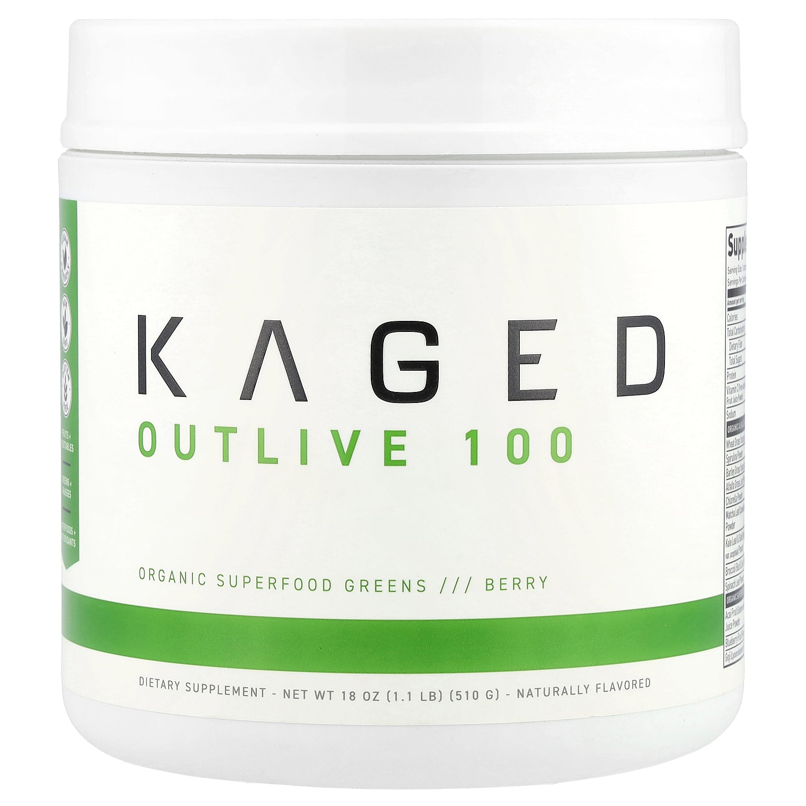 Kaged, Outlive 100, Organic Superfood Greens, Berry, 18 oz (510 g)