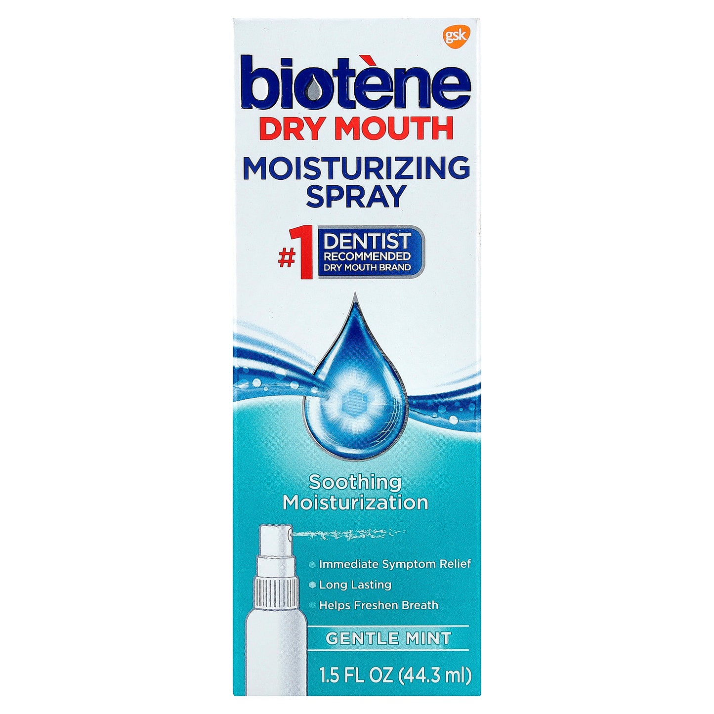 Biotene Dental Products, Dry Mouth Moisturizing Spray, Gentle Mint, 1.5 fl oz (44.3 ml)