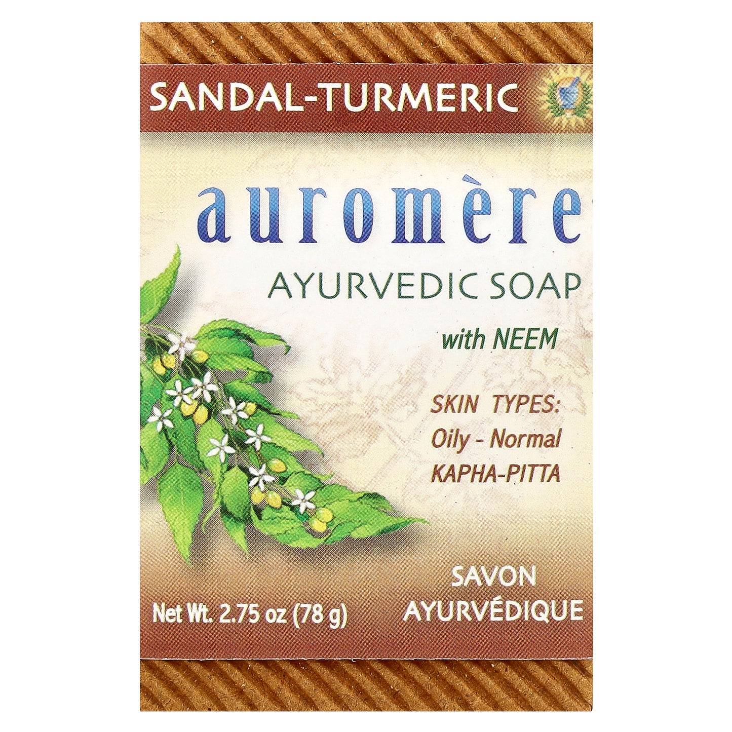 Auromere, Ayurvedic Bar Soap with Neem, Sandal-Turmeric, 2.75 oz (78 g)