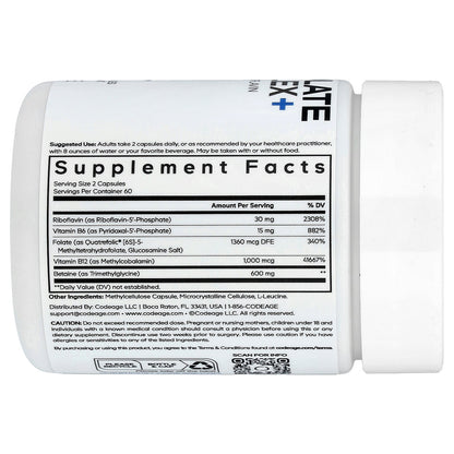 Codeage, Methylfolate B Complex+, 120 Vegetable Capsules