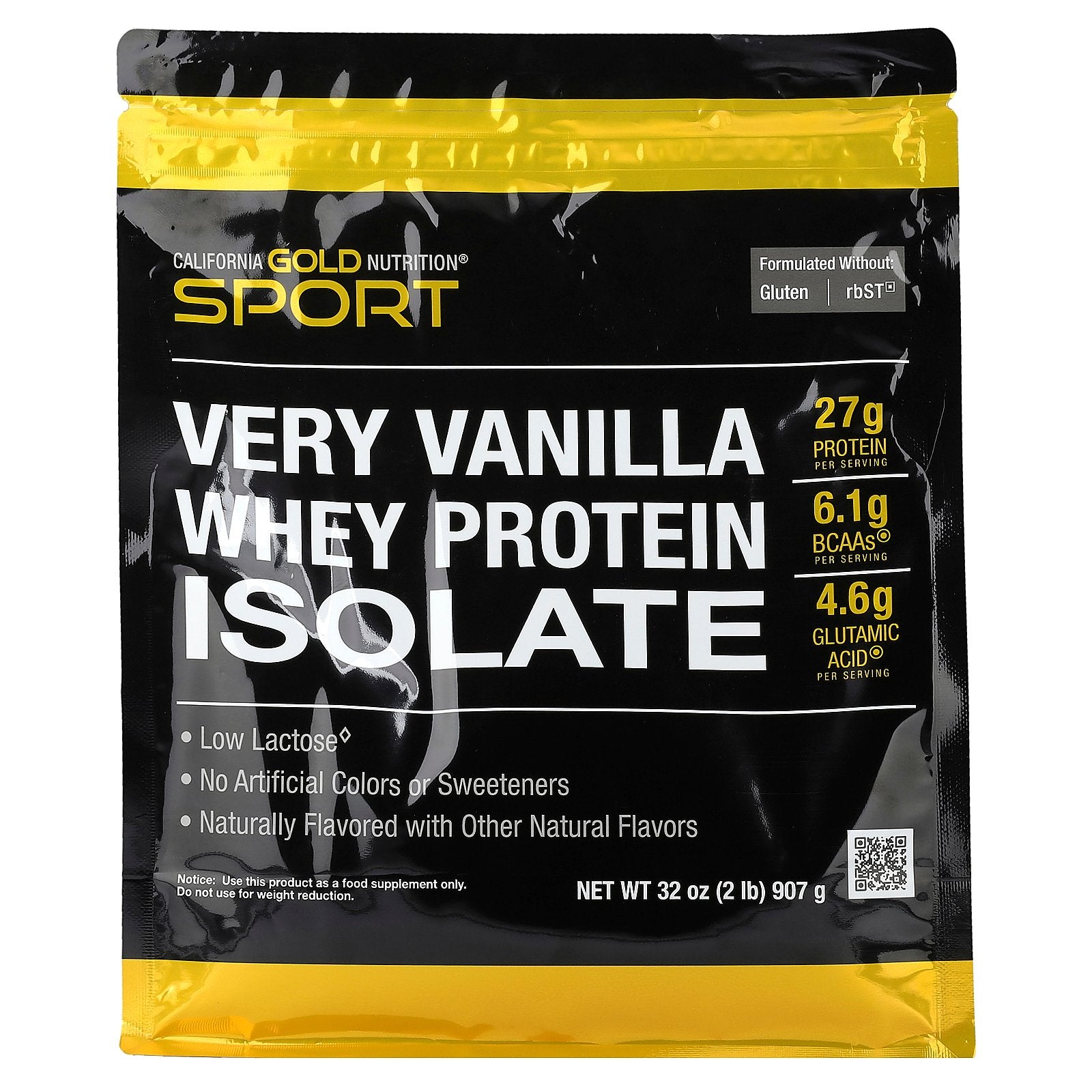 California Gold Nutrition, Sport, Whey Protein Isolate with Organic Cane Sugar, with Sunflower Lecithin, Very Vanilla, 2 lb (907 g)