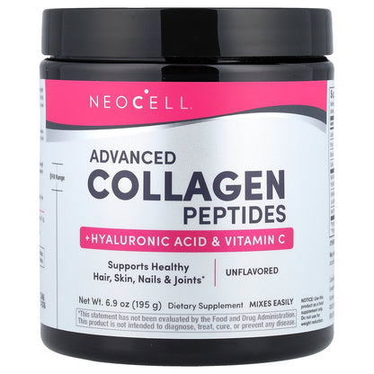 NeoCell, Advanced Collagen Peptides + Hyaluronic Acid & Vitamin C, Unflavored, 6.9 oz (195 g)