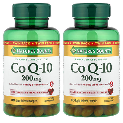 Nature's Bounty, Co Q-10, Twin Pack, 200 mg, 2 Bottles, 80 Rapid Release Softgels Each