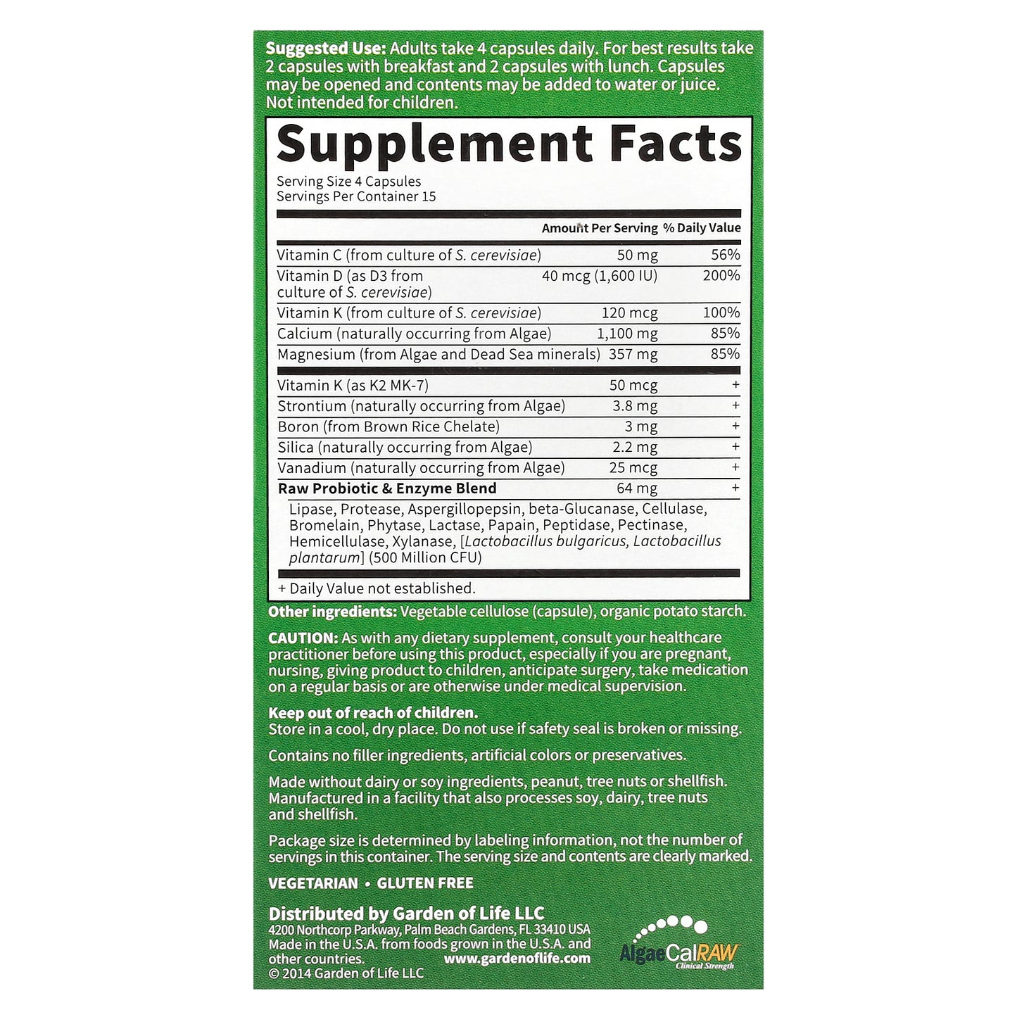 Garden of Life, Vitamin Code®, RAW Calcium™, 60 Vegetarian Capsules