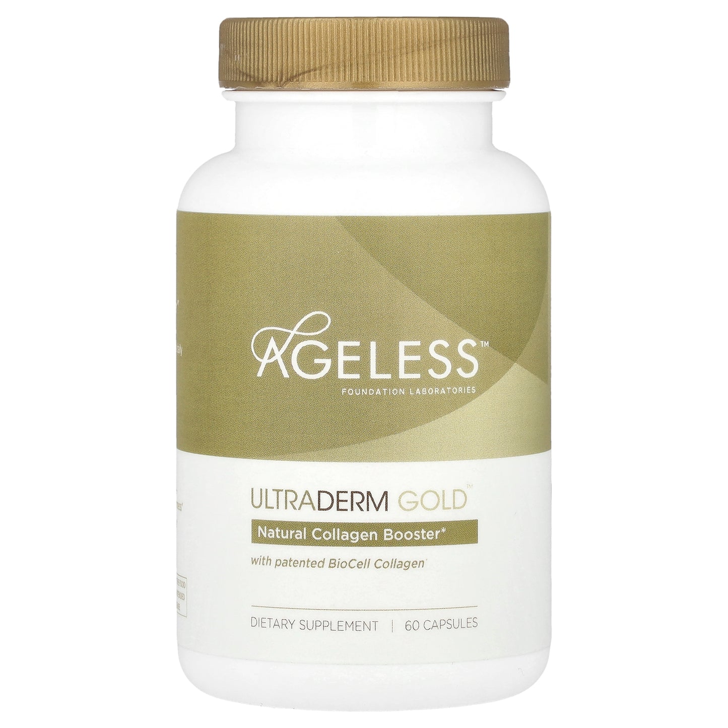Ageless Foundation Laboratories, UltraDerm Gold™, Natural Collagen Booster with Patented BioCell Collagen, 60 Capsules