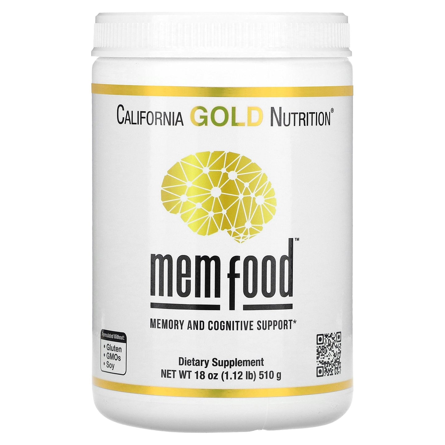 California Gold Nutrition, MEM Food, Memory & Cognitive Support with MEM Blend, L-Serine, Organic Lion's Mane and Blueberry Juice Powder, 1.16 lb (528 g)