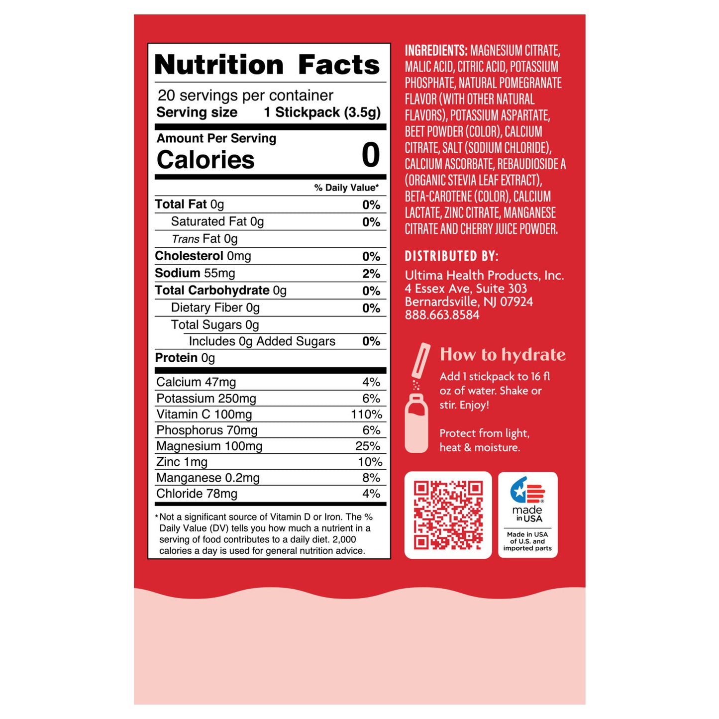 Ultima Replenisher, Electrolyte Mix, Cherry Pomegranate, 20 StickPacks, 0.12 oz (3.4 g) Each