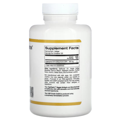California Gold Nutrition, CoQ10, 200 mg, 120 Veggie Softgels
