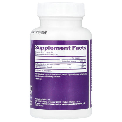 Advanced Orthomolecular Research AOR, Zinc-Copper Balance™, 100 Capsules