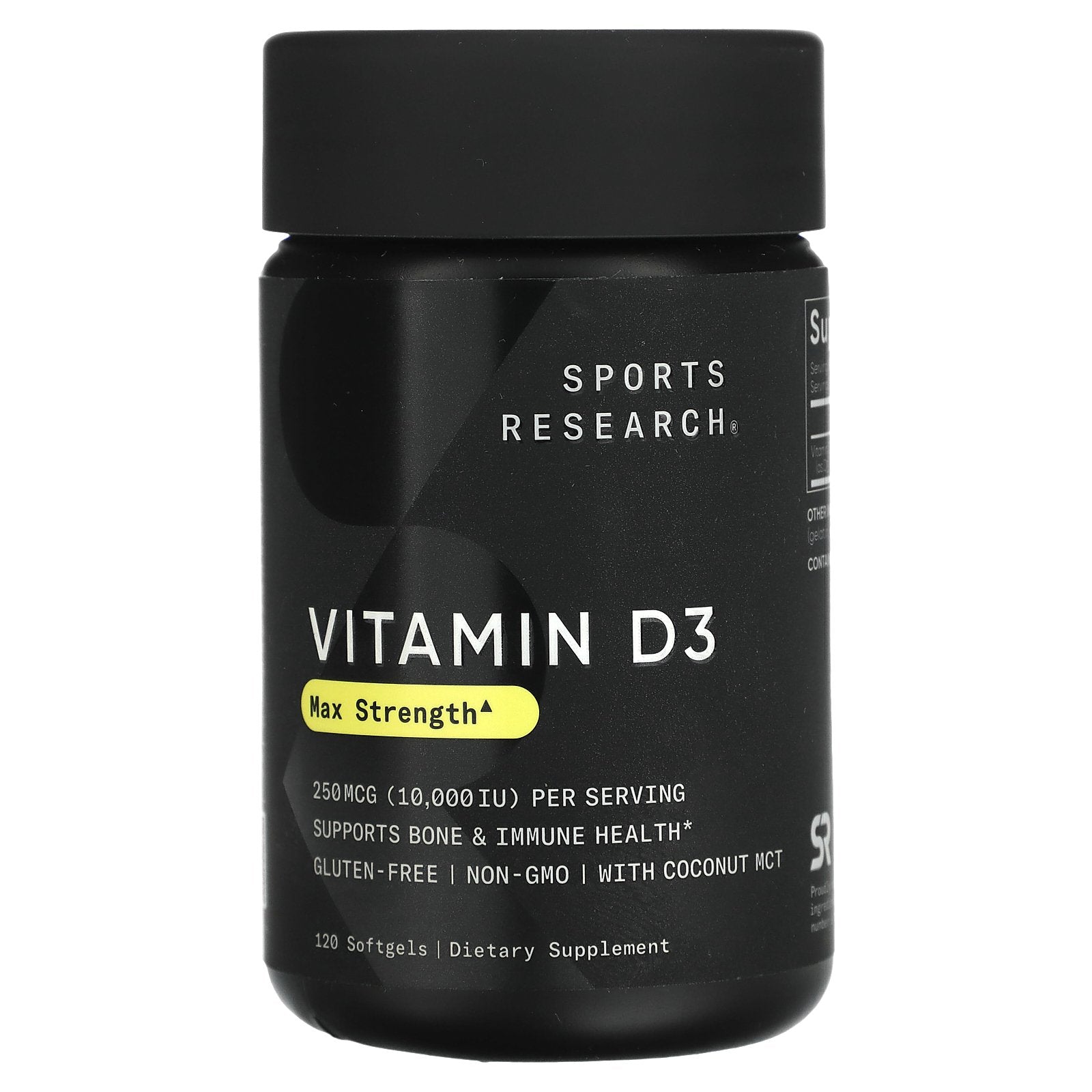 Sports Research, Vitamin D3, Max Strength, 250 mcg (10,000 IU), 120 Softgels