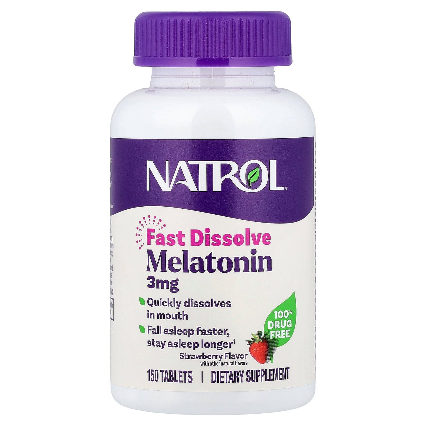 Natrol, Melatonin, Fast Dissolve, Strawberry, 3 mg, 150 Tablets