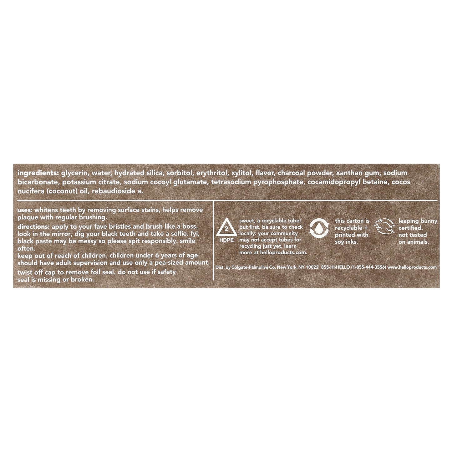 Hello, Epic Whitening, Fluoride Free Toothpaste, Activated Charcoal, Fresh Mint + Coconut Oil, 4 oz (113 g)